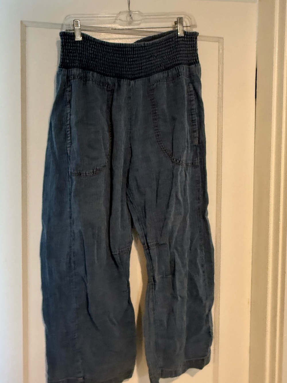 Women’s Blue Elastic-Waist Casual Pants